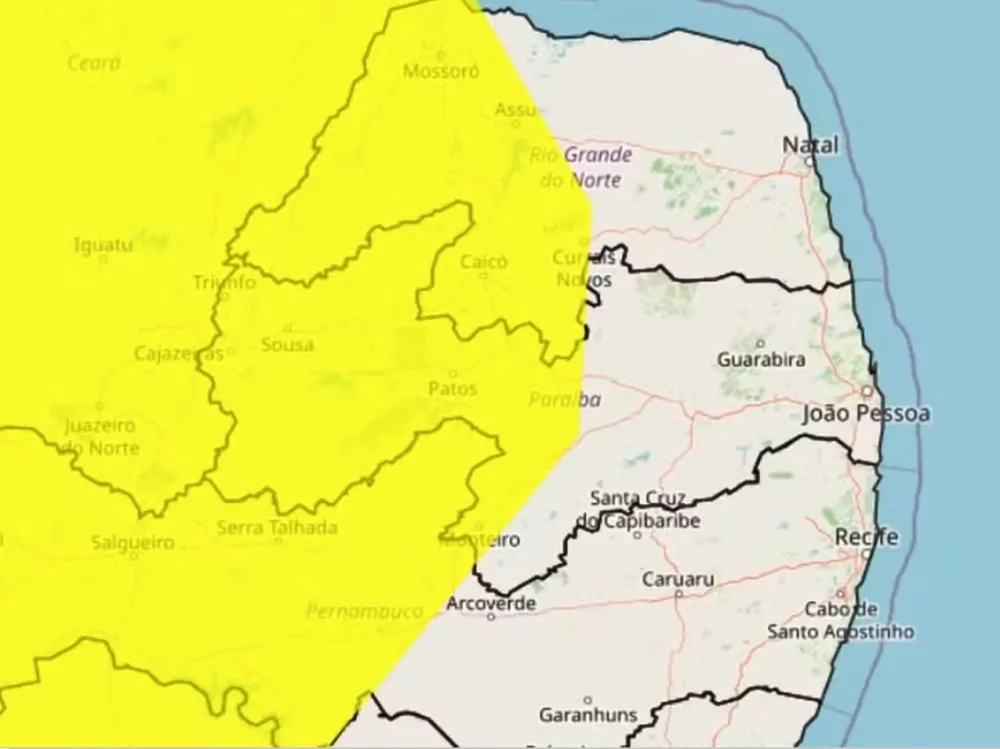 Inmet emite novo alerta de chuvas intensas e 193 cidades da Paraíba ficam sob aviso meteorológico