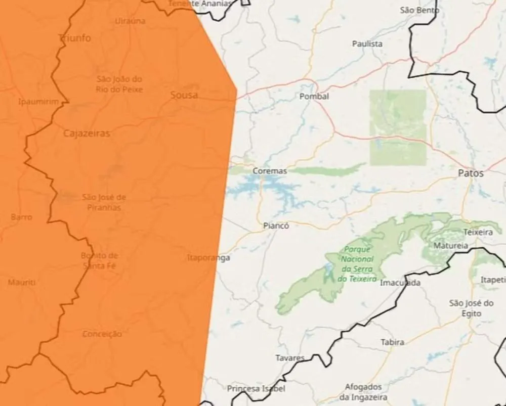 Inmet emite alertas amarelo e laranja de chuvas para a Paraíba; veja lista de cidades